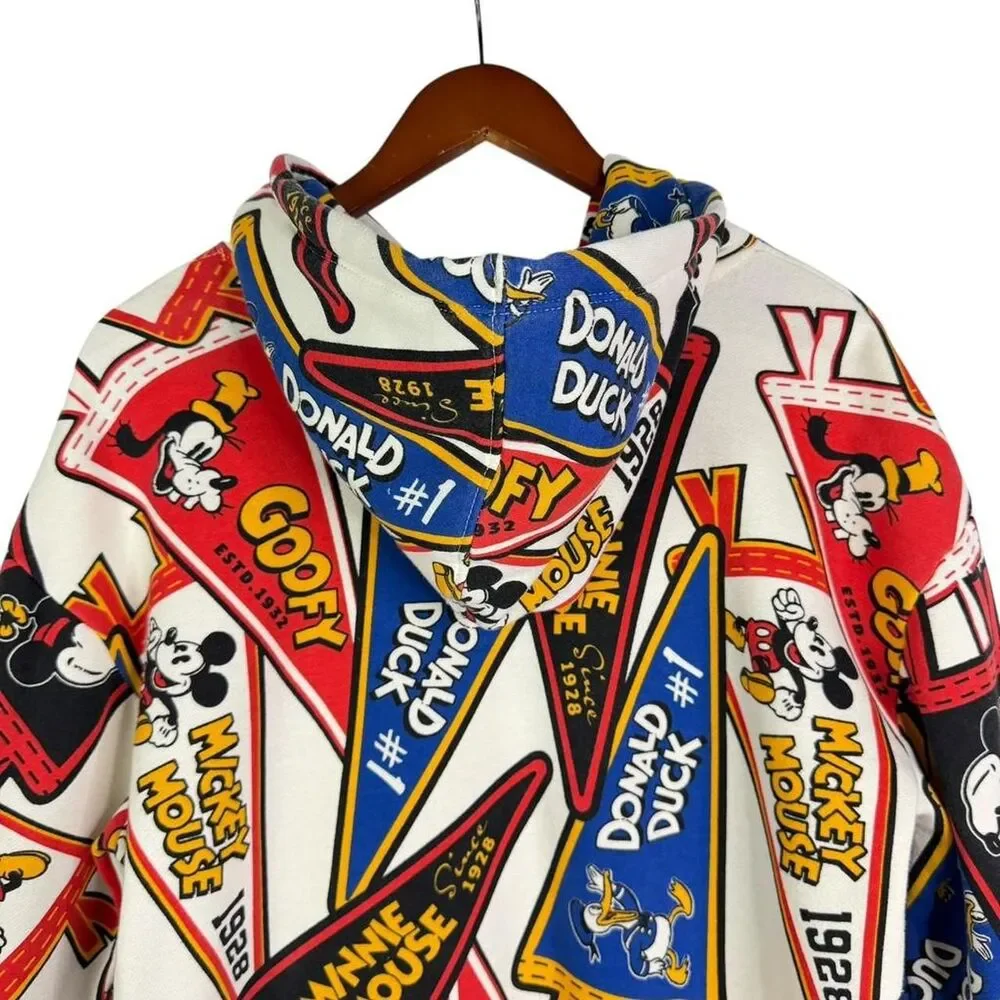 Disney x Macy's Varsity Pennant Hoodie Mickey Minnie Goofy Donald Retro Unisex